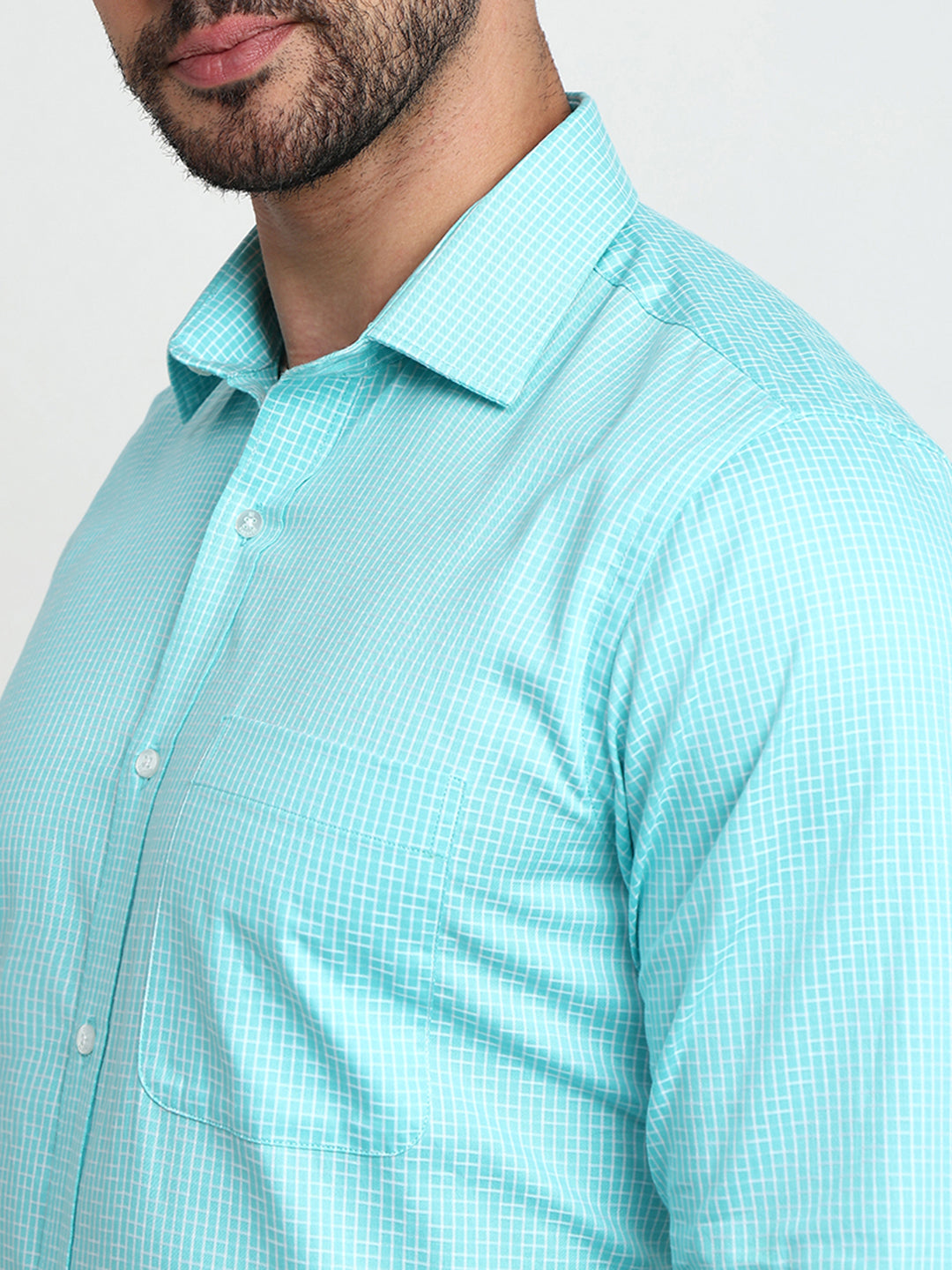 Raymond Men Blue Structure Regular Fit Cotton Full Sleeve Formal Shirt