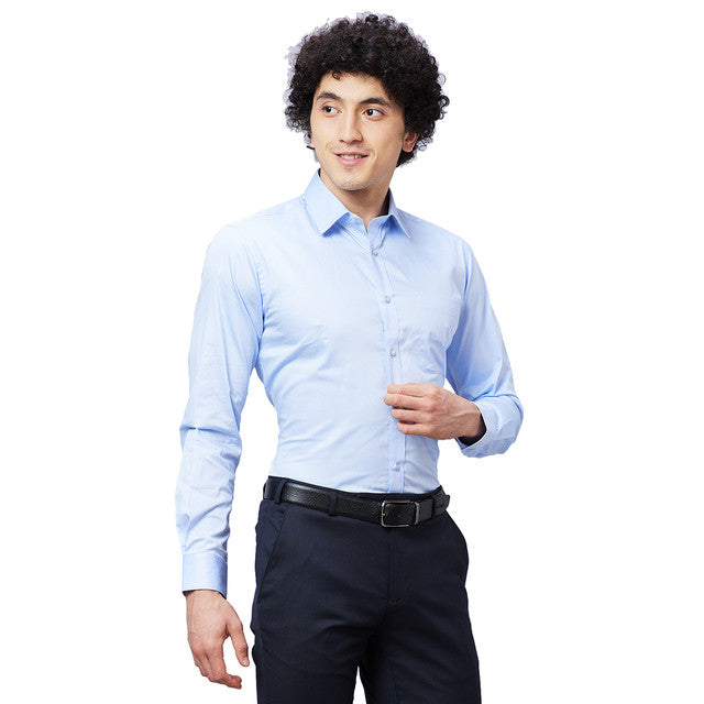 Raymond Men Blue Structure Slim Fit Cotton Shirt