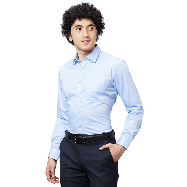 Raymond Men Blue Structure Slim Fit Cotton Shirt