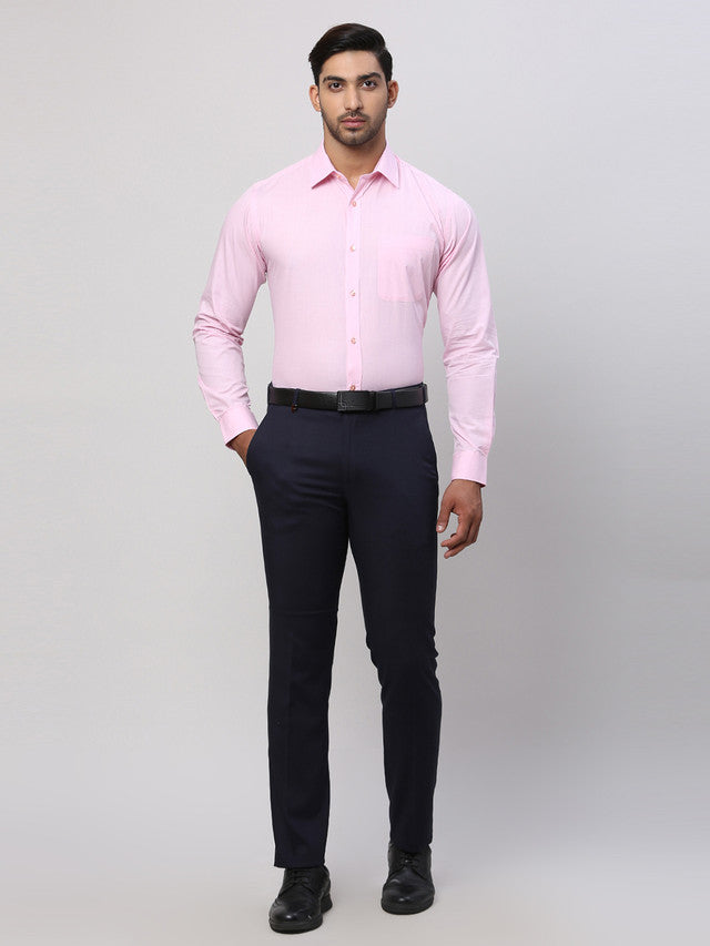 Raymond Men Pink Solid Slim Fit Cotton Formal Shirt