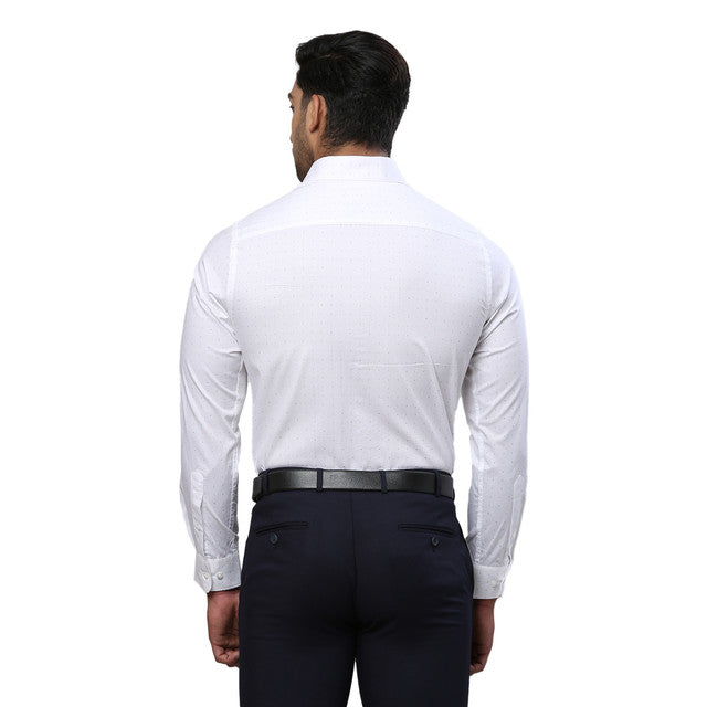 Raymond Men White Printed Slim Fit Cotton Shirt