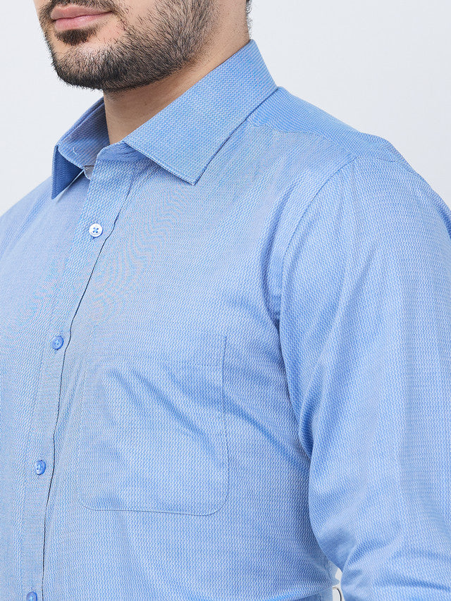 Raymond Men Blue Structure Slim Fit Cotton Shirt