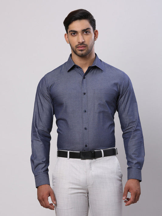 Raymond Grey Solid Slim Fit Cotton Formal Shirt