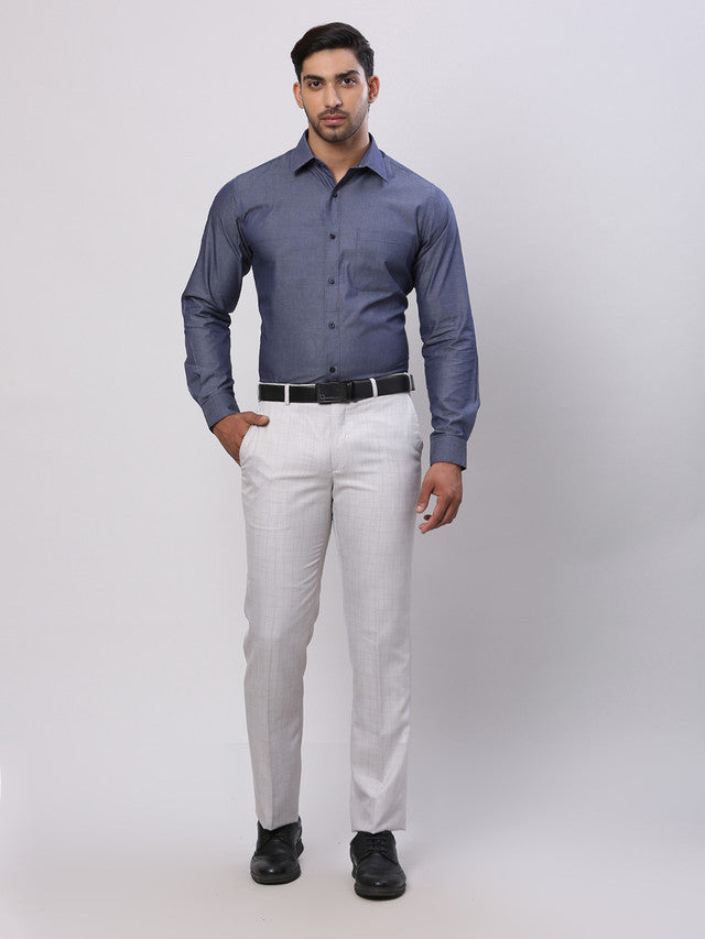 Raymond Grey Solid Slim Fit Cotton Formal Shirt
