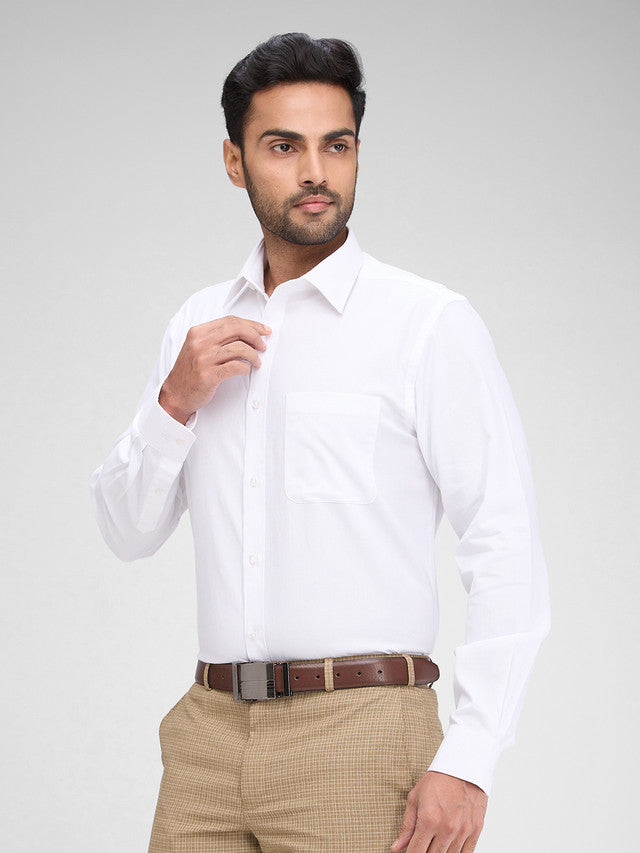 Raymond White Structure Slim Fit Full Sleeve Cotton Shirt