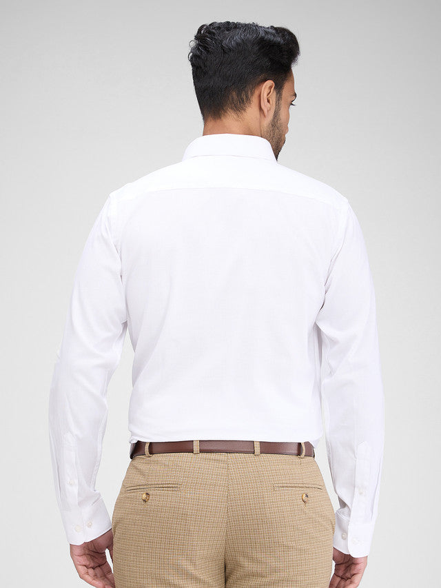 Raymond White Structure Slim Fit Full Sleeve Cotton Shirt