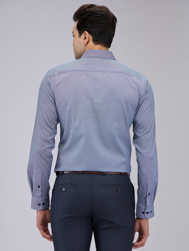 Raymond Men Blue Printed Slim Fit Cotton Formal Shirt