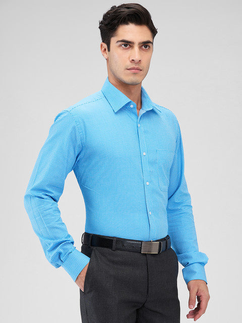 Raymond Men Blue Structure Slim Fit Cotton Shirt