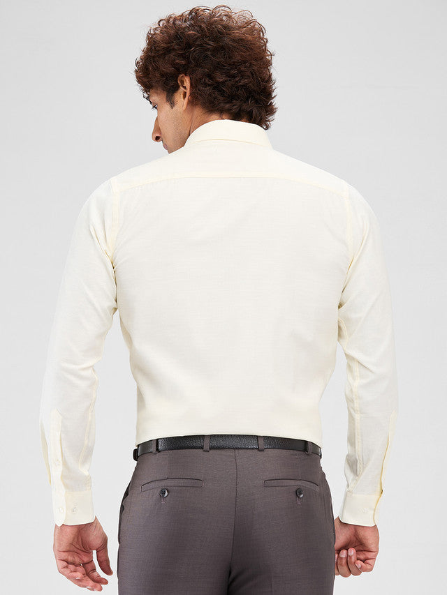 Raymond Yellow Solid Slim Fit Cotton Formal Shirt