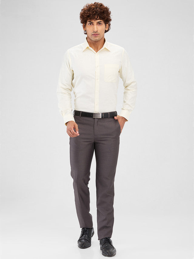 Raymond Yellow Solid Slim Fit Cotton Formal Shirt