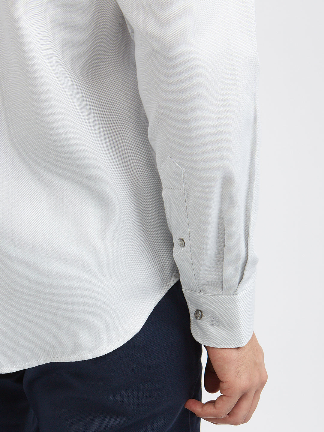 Raymond Grey Structure Slim Fit Cotton Formal Shirt