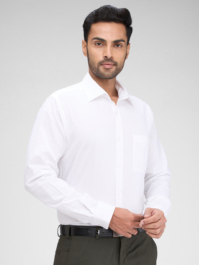 Raymond White Structure Slim Fit Full Sleeve Cotton Shirt