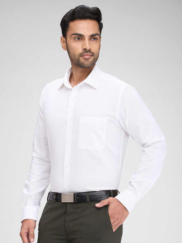 Raymond White Structure Slim Fit Full Sleeve Cotton Shirt