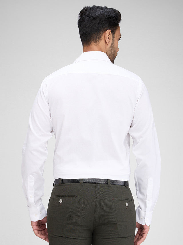 Raymond White Structure Slim Fit Full Sleeve Cotton Shirt