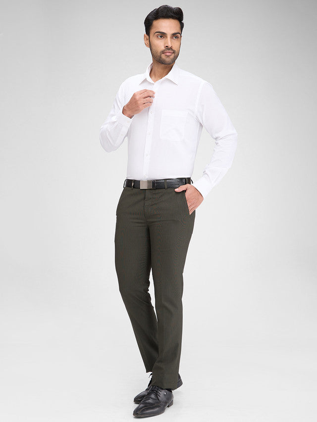 Raymond White Structure Slim Fit Full Sleeve Cotton Shirt