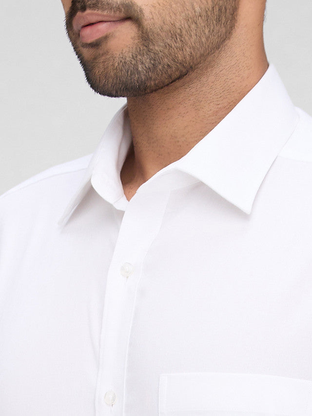 Raymond White Structure Slim Fit Full Sleeve Cotton Shirt