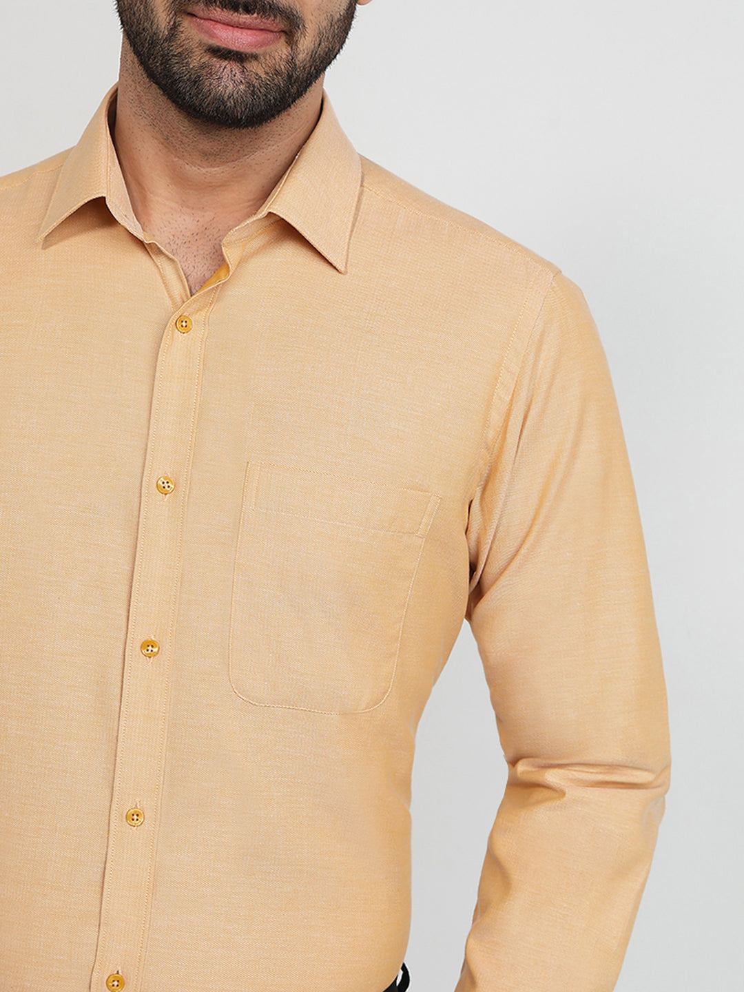 Raymond Men Orange Structure Slim Fit Cotton Formal Shirt