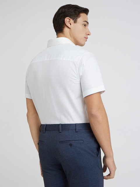 Raymond Men White Solid Regular Fit Cotton Shirt