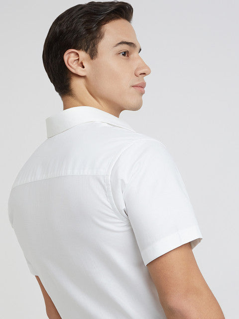 Raymond Men White Solid Regular Fit Cotton Shirt