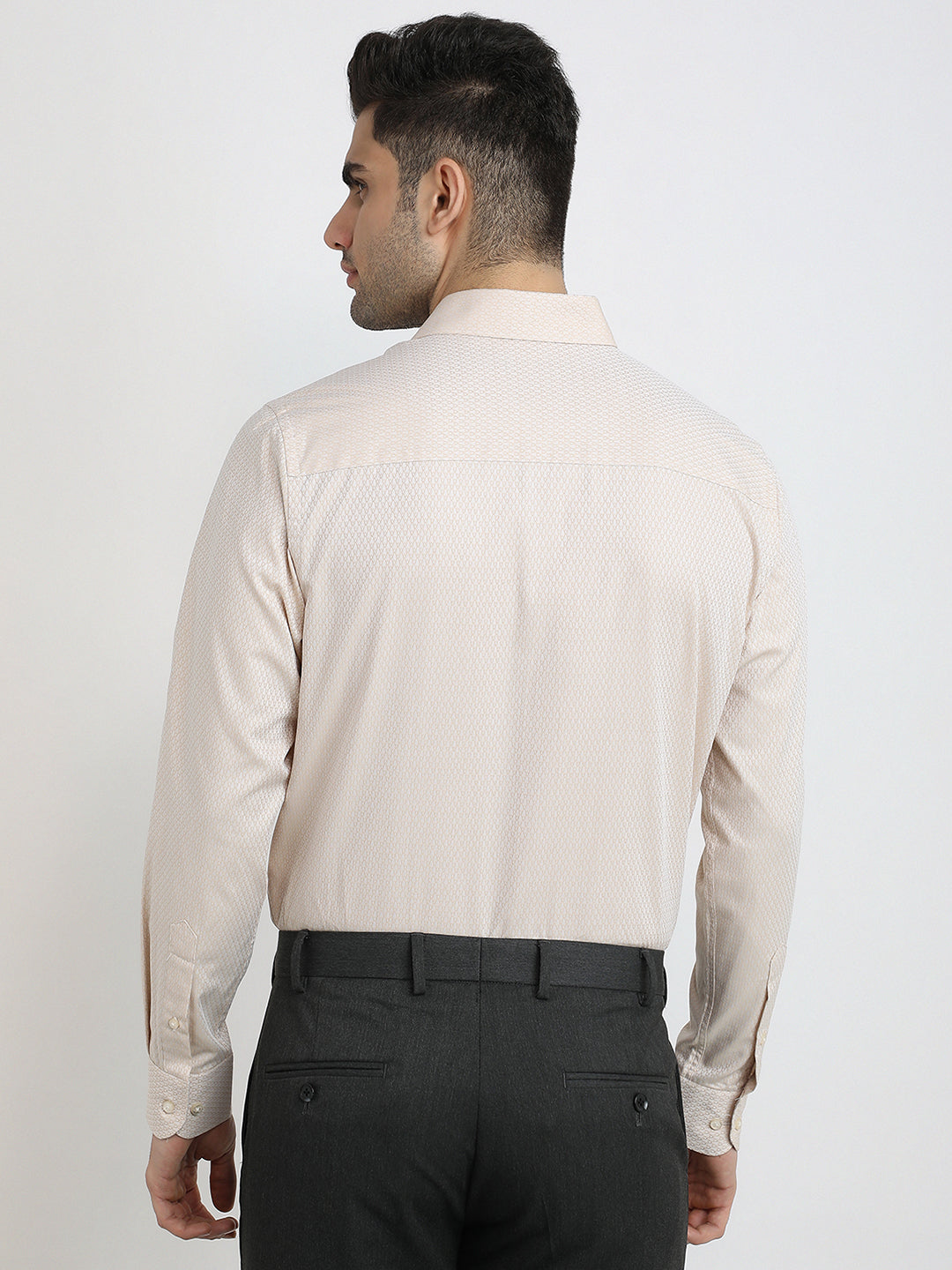 Raymond Men Brown Structure Contemporary Fit Cotton Full Sleeve Formal Shirt