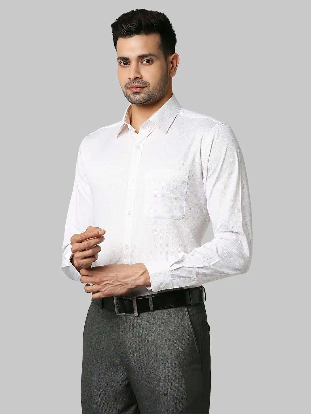 Raymond Men Orange Print Slim Fit Cotton Shirts