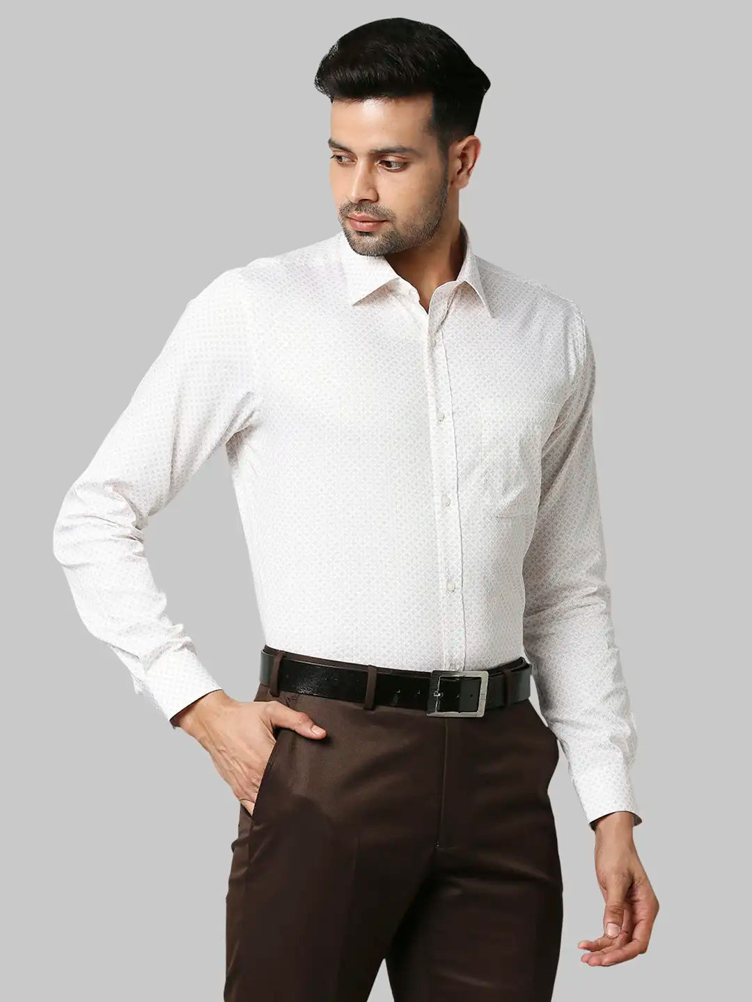 Raymond Men Fawn Print Slim Fit Cotton Shirts