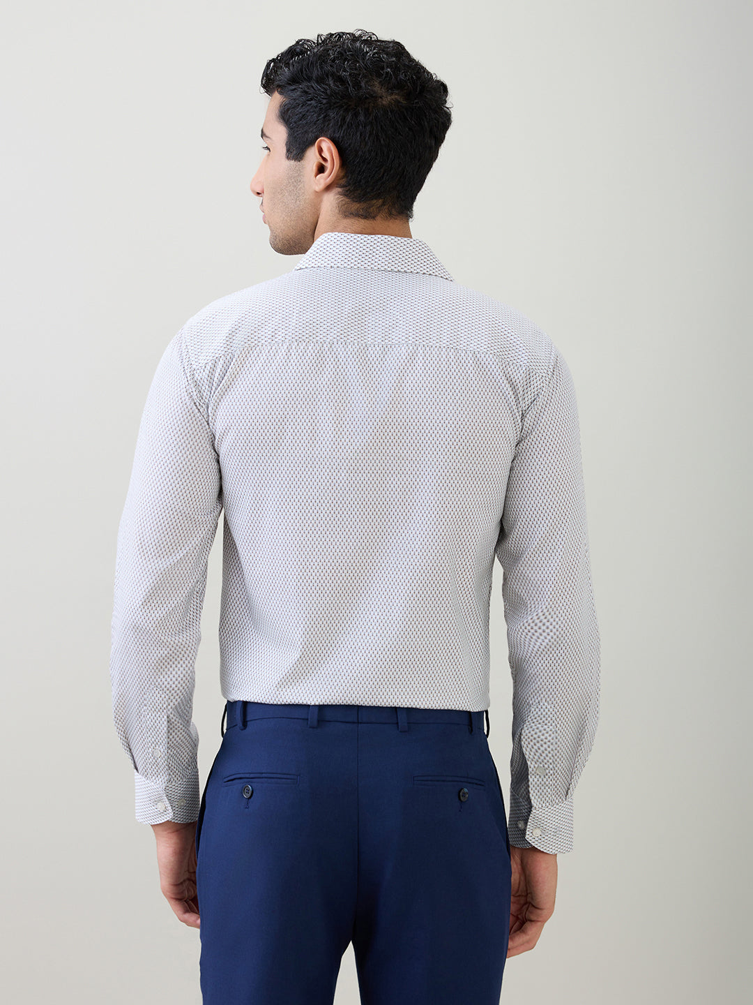 Raymond Men White Printed Regular Fit Cotton Full Sleeve Formal Shirt