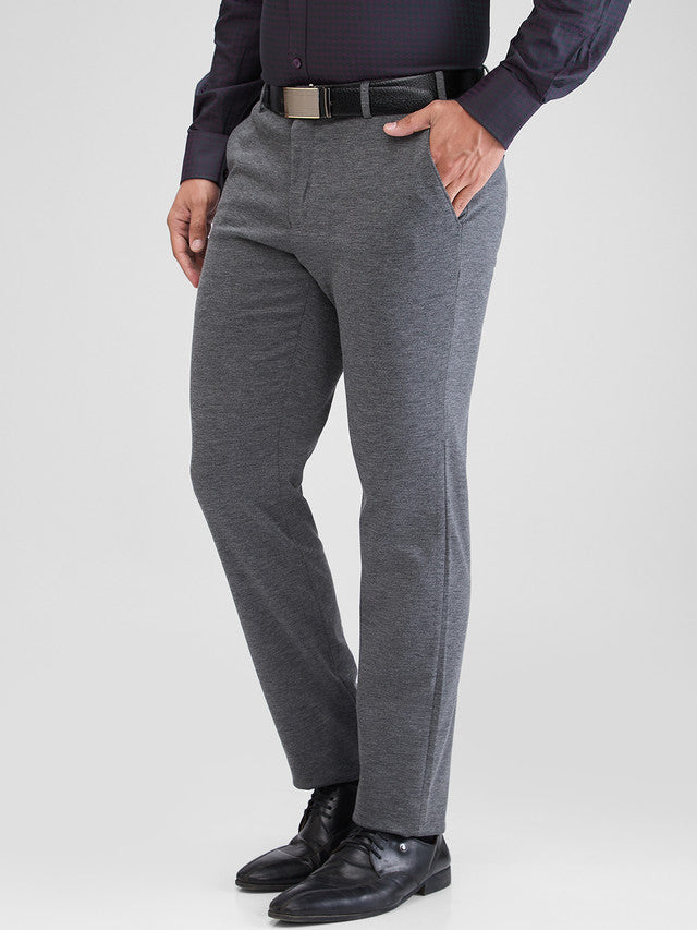 Raymond Men Grey Solid Slim Fit Trouser