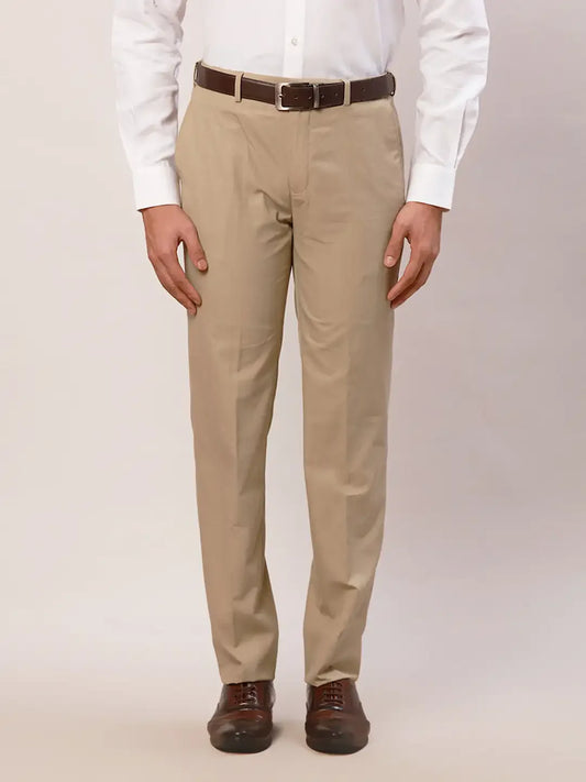 Raymond Men Brown Checks Contemporary Fit Polyester Blend Trouser