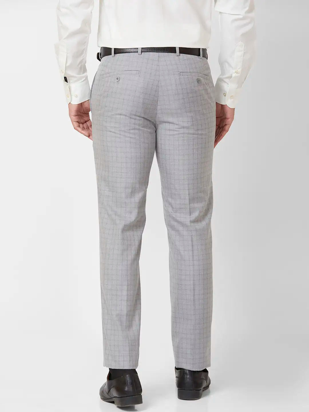 Raymond Contemporary Fit Checkered Medium Grey Trouser