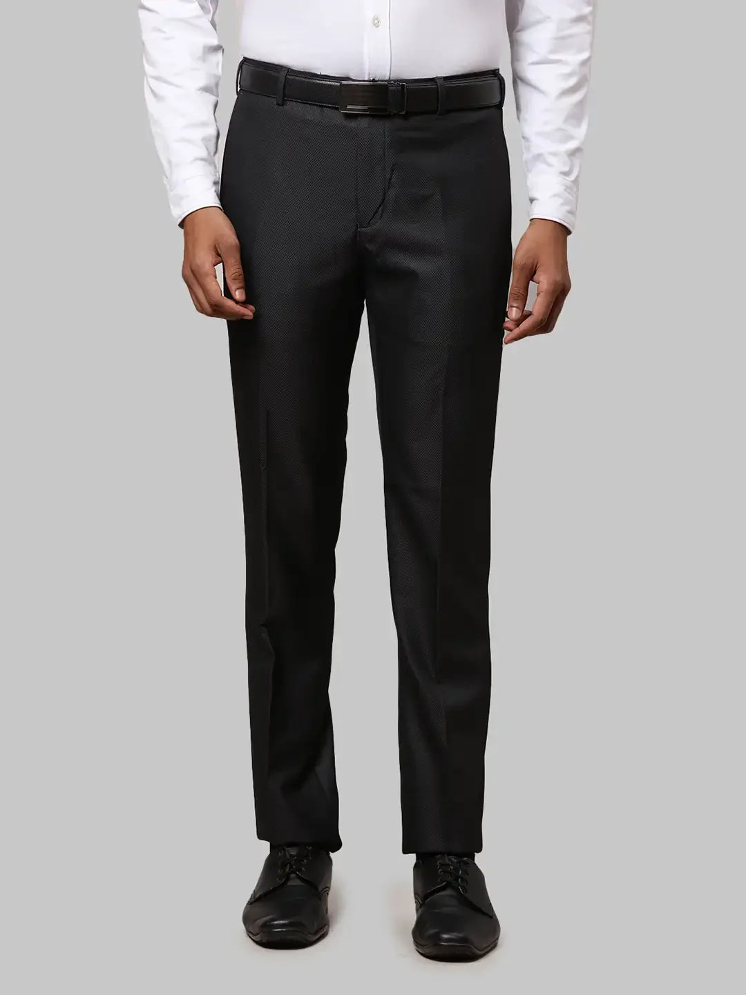 Men Black Slim Fit Polyester Blend Trouser