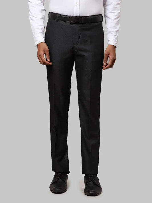 Men Black Slim Fit Polyester Blend Trouser