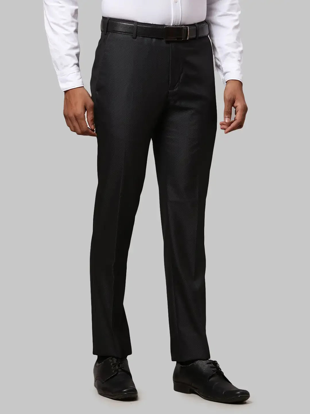 Men Black Slim Fit Polyester Blend Trouser