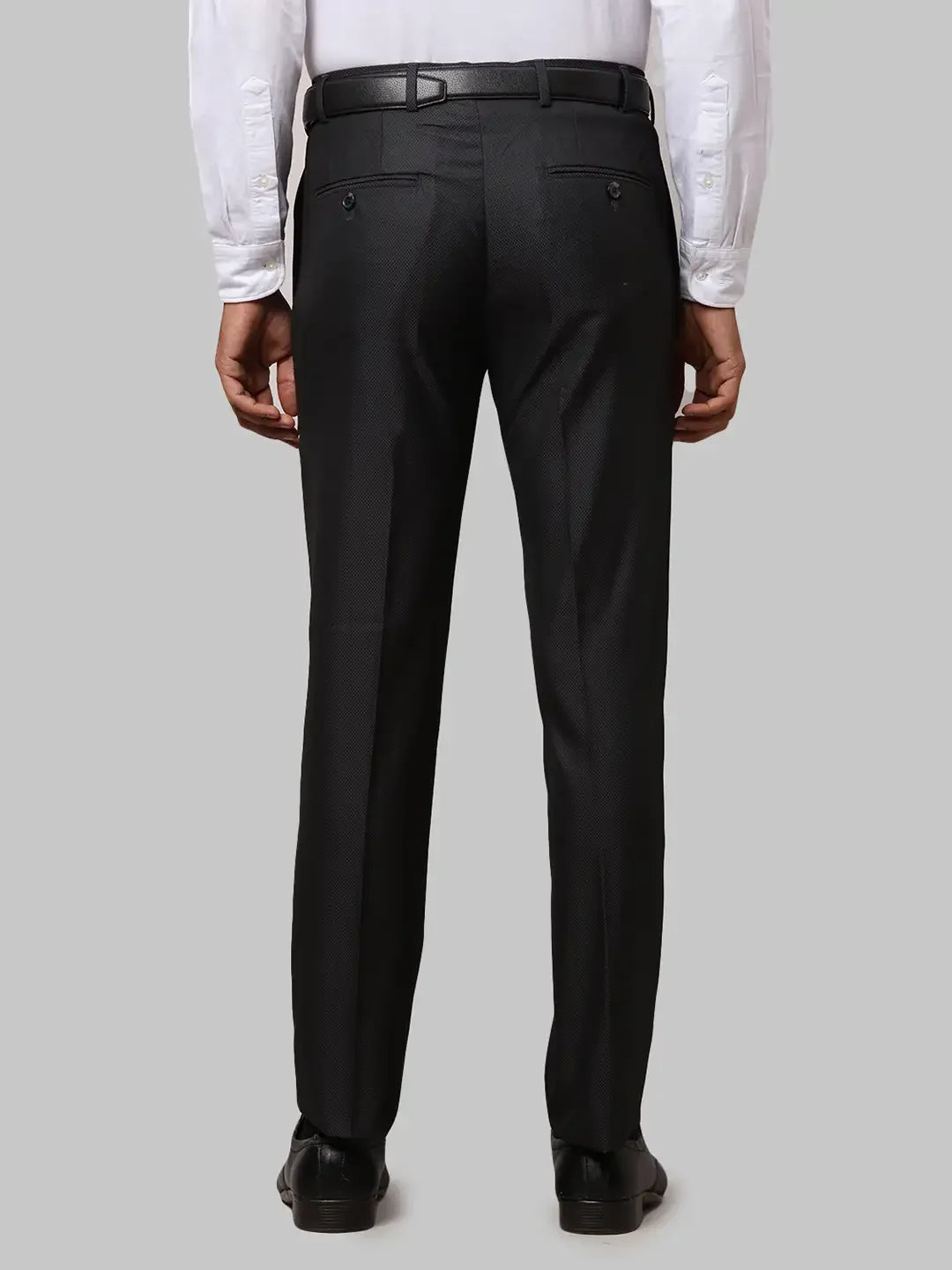 Men Black Slim Fit Polyester Blend Trouser