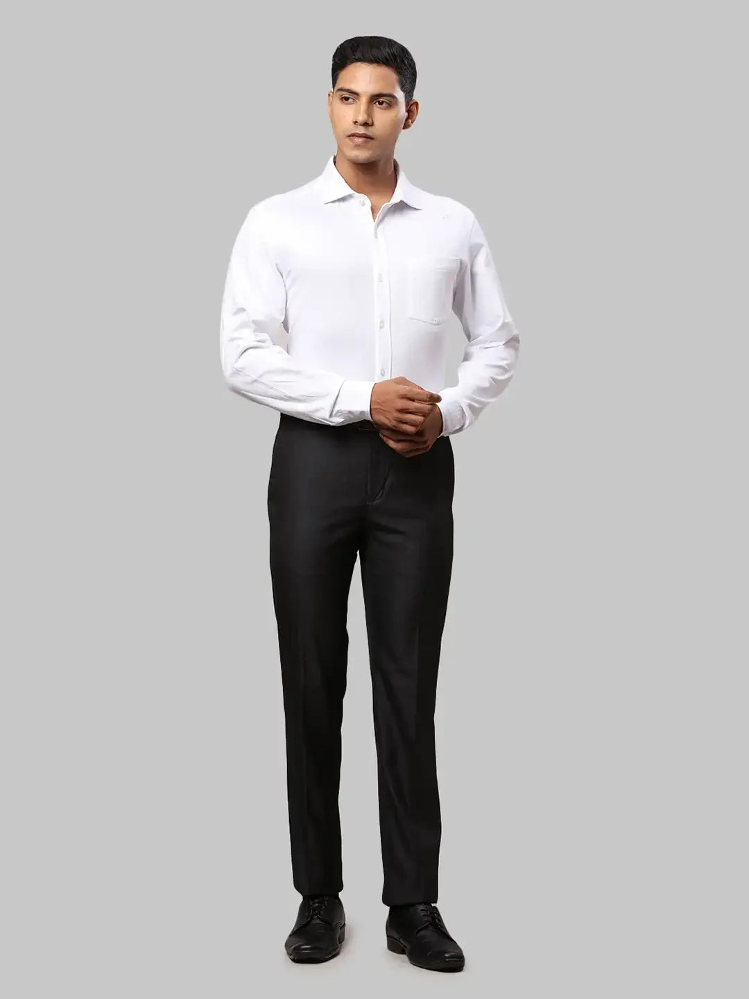 Men Black Slim Fit Polyester Blend Trouser