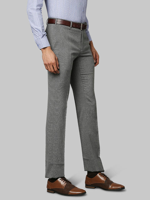 Raymond Men Grey Slim Fit Structured Trouser
