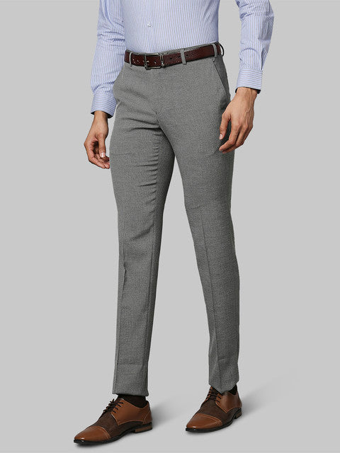 Raymond Men Grey Slim Fit Structured Trouser