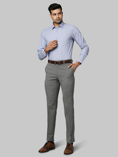 Raymond Men Grey Slim Fit Structured Trouser