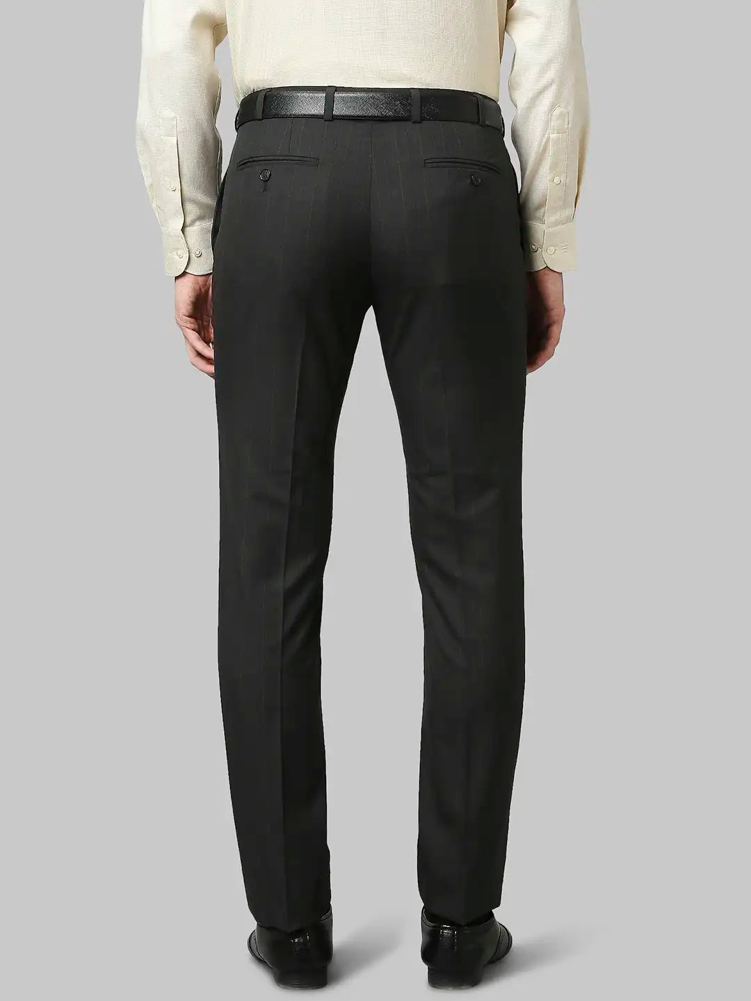 Men Grey Slim Fit Checks Polyester Blend Trouser