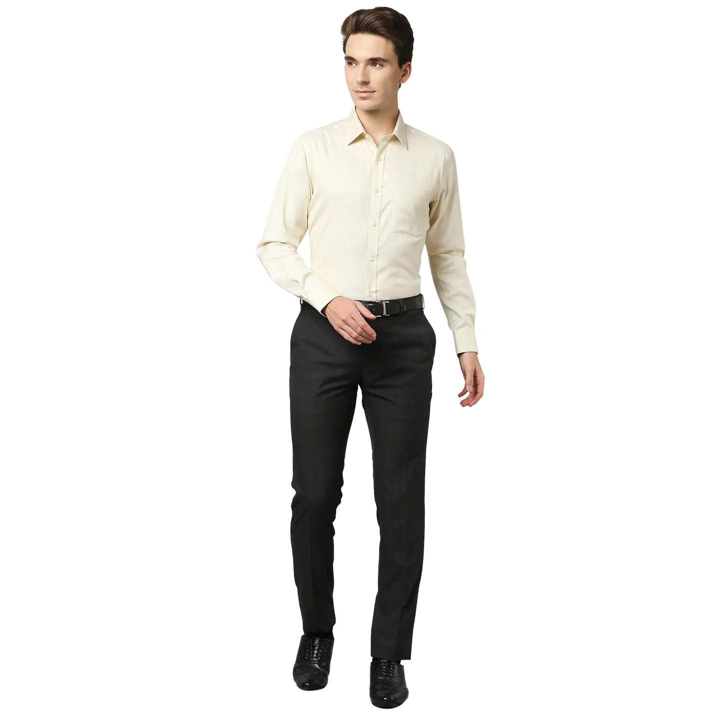 Men Grey Slim Fit Checks Polyester Blend Trouser