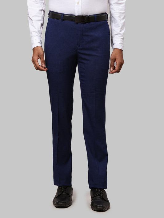 Raymond Men Blue Self Design Slim Fit Trouser