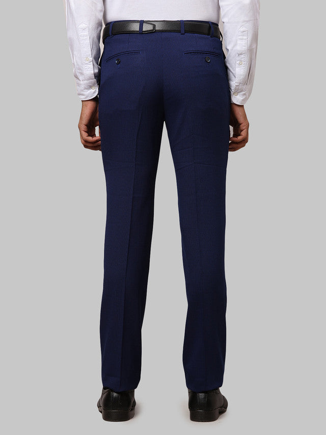 Raymond Men Blue Self Design Slim Fit Trouser