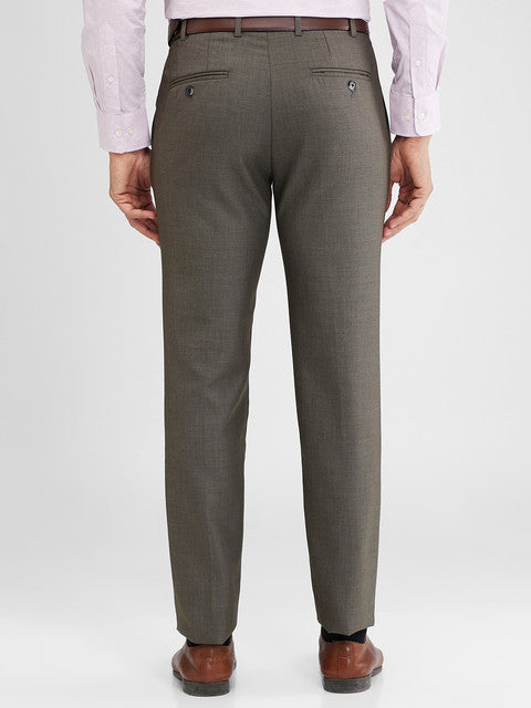 Raymond Men Brown Solid Slim Fit Polyester Blend Trouser