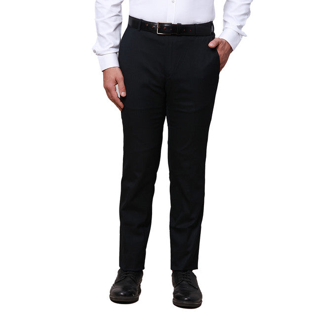 Raymond Men Blue Solid Slim Fit Polyester Blend Trouser