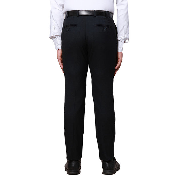 Raymond Men Blue Solid Slim Fit Polyester Blend Trouser