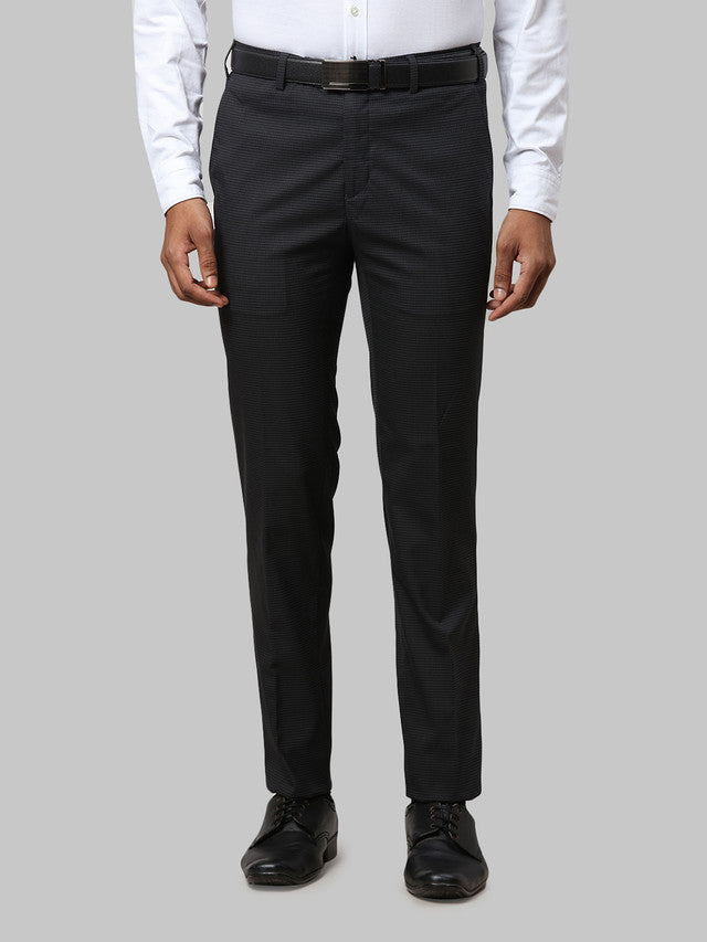 Raymond Grey Structure Slim Fit Polyester Blend Trouser