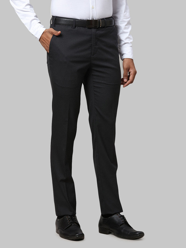 Raymond Grey Structure Slim Fit Polyester Blend Trouser