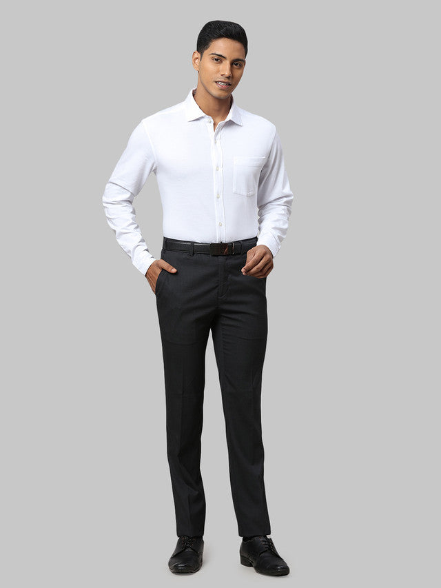 Raymond Grey Structure Slim Fit Polyester Blend Trouser