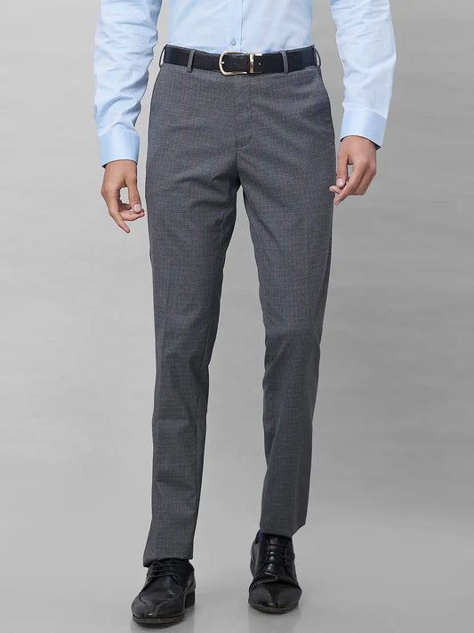 Raymond Men Grey Structure Slim Fit Polyester Blend Trouser