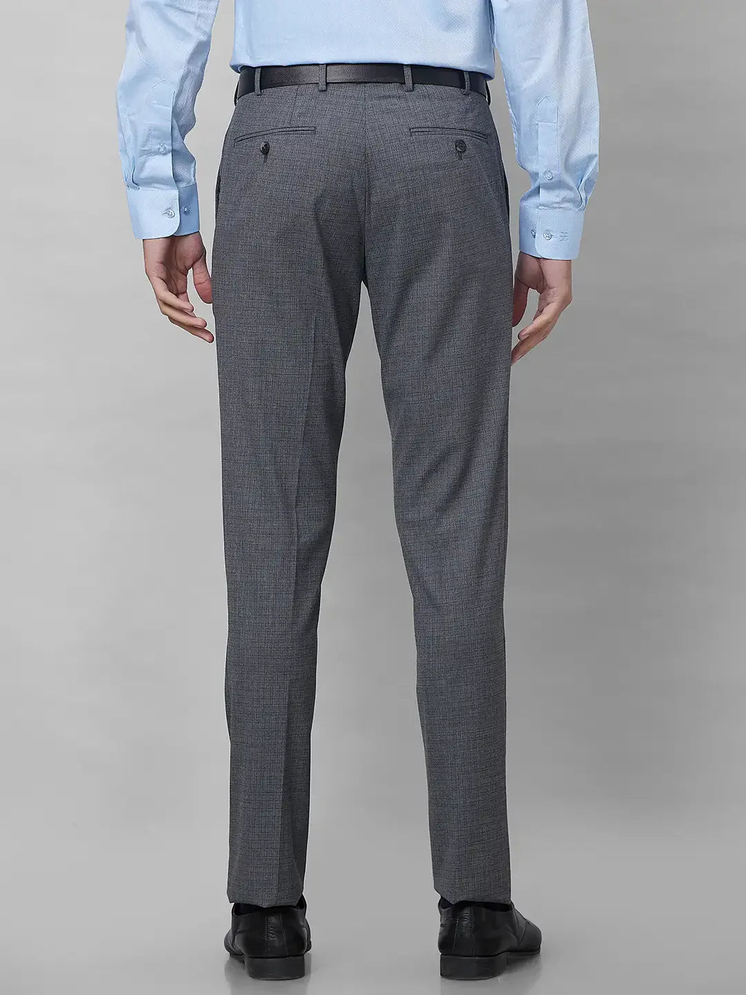Raymond Men Grey Structure Slim Fit Polyester Blend Trouser